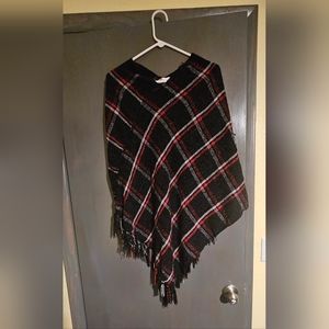 Janice Apparel Plaid Chenille Poncho